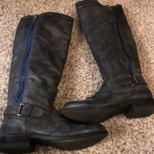 Madden Girl Grey Boots with Blue Zipper Zandora